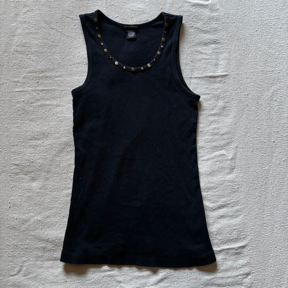 Vintage Y2K FANG Top Studded Mcbling Cami Biker Indie Cowgirl Ribbed Tank